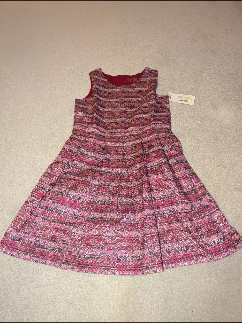 Nwt OshKosh B'gosh Pink Patterned Dress for Girls Sz L 10/12